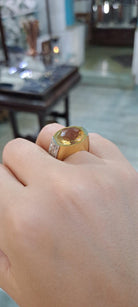 Ring in 18k gold with a citrine and brilliants (B-118)