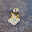Ring in 18k gold with a phenakite and a blue Saphhire (B-121)