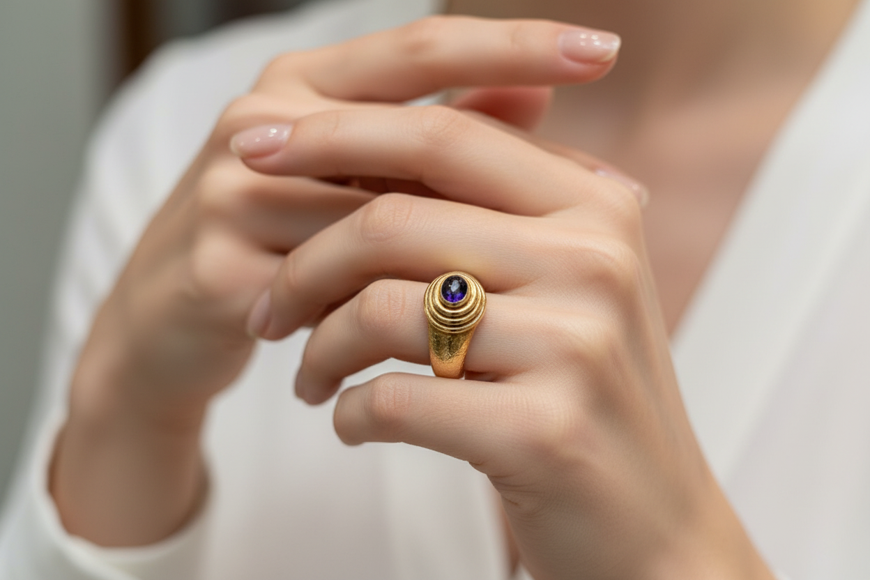 Ring in 18k gold with gemstone