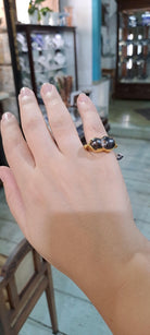 Ring in 18k with Gemini Black Tahitian Pearls (B-126)
