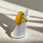 Ring in Gold 18k with yellow amber and diamonds (B-90)