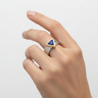 Ring in Sterling Silver with Blue Zircon and Gold 14k (DX-29)