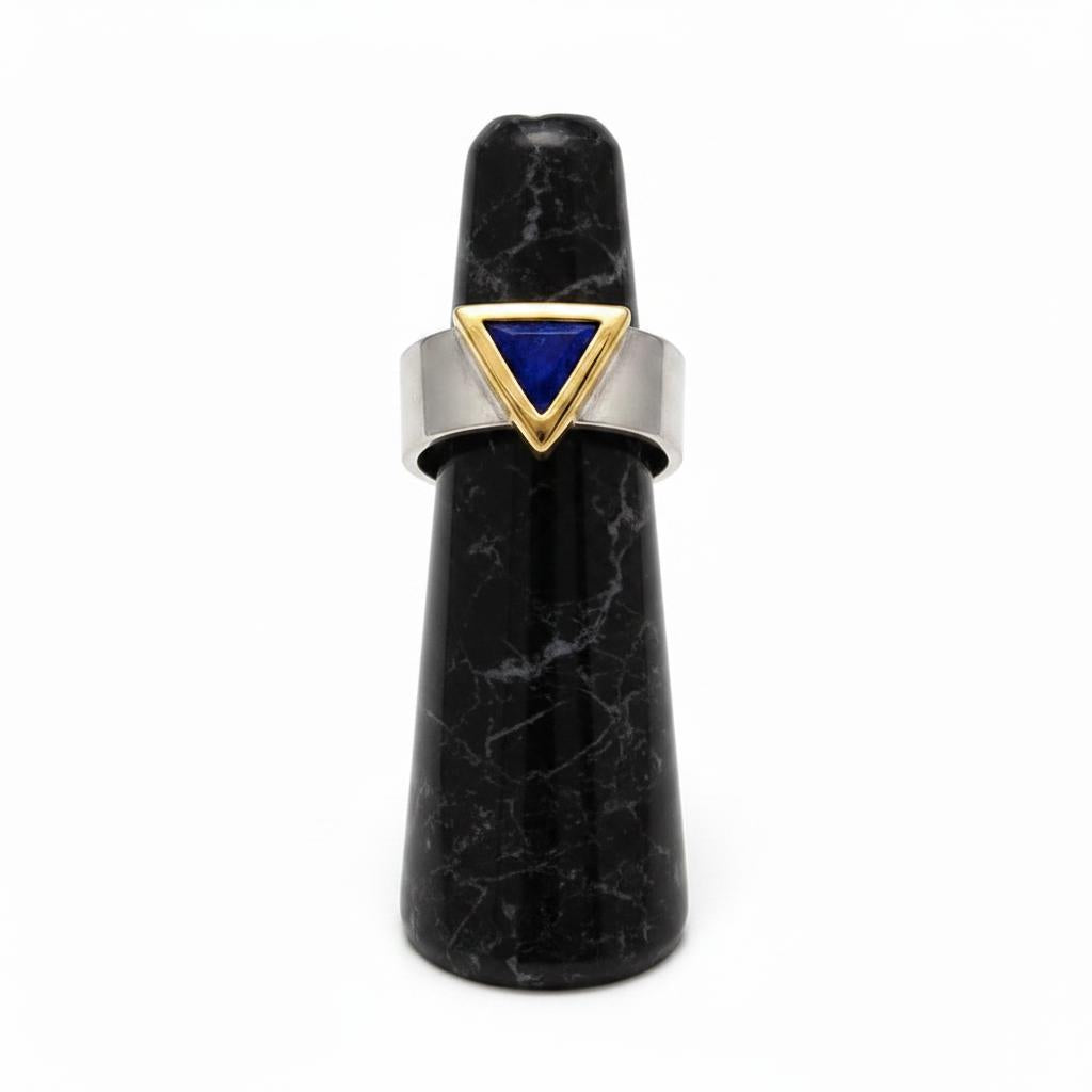 Ring in Sterling Silver with Blue Zircon and Gold 14k (DX-29)