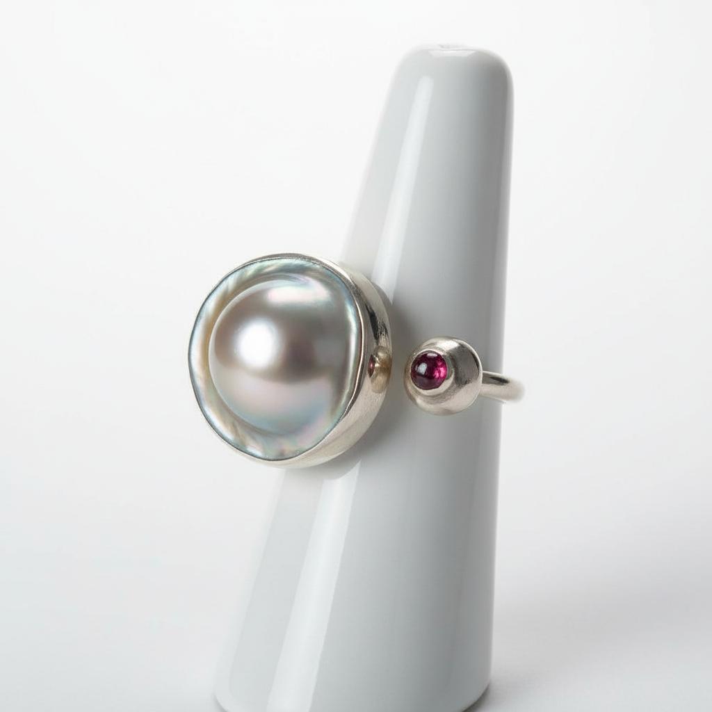 Ring in Sterling silver with Mabe Pearl (B-63)