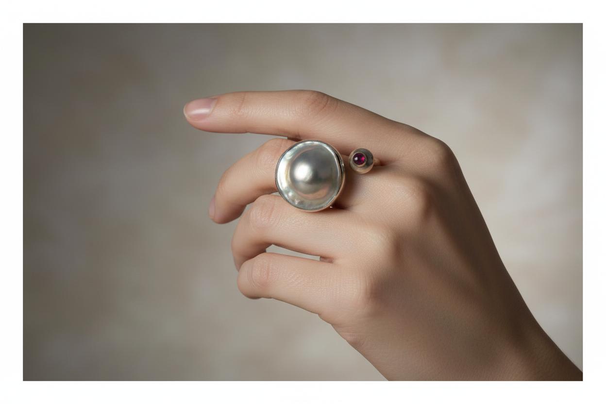 Ring in Sterling silver with Mabe Pearl (B-63)