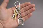 Rod of Asclepius Greek Key ring in sterling silver (MP-10)