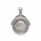 Sterling Silver Alexander Coin Pendant, Greek Drachma Jewelry (PE-99)