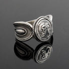 Sterling Silver Alexander Coin Ring – Greek Drachma Portrait Jewelry (DT-106)