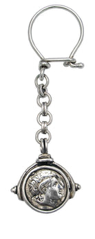 Sterling Silver Alexander the Keychain, Handmade Greek Key Ring (MP-04)