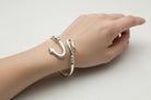Sterling Silver Coiled Snake Bangle, Minoan Style Bracelet (B-52)