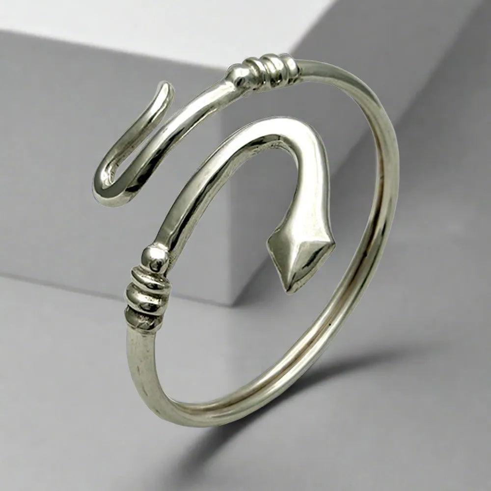 Sterling Silver Coiled Snake Bangle, Minoan Style Bracelet (B-52)
