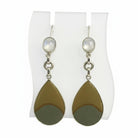 Sterling Silver Greek Earrings, Moonstone Jasper Gemstone Dangle Jewelry (DV AG-09)