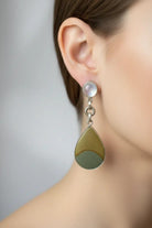 Sterling Silver Greek Earrings, Moonstone Jasper Gemstone Dangle Jewelry (DV AG-09)