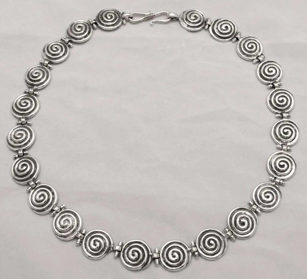 Sterling Silver Greek Spiral Necklace, Infinity Motif Jewelry (PE-04)