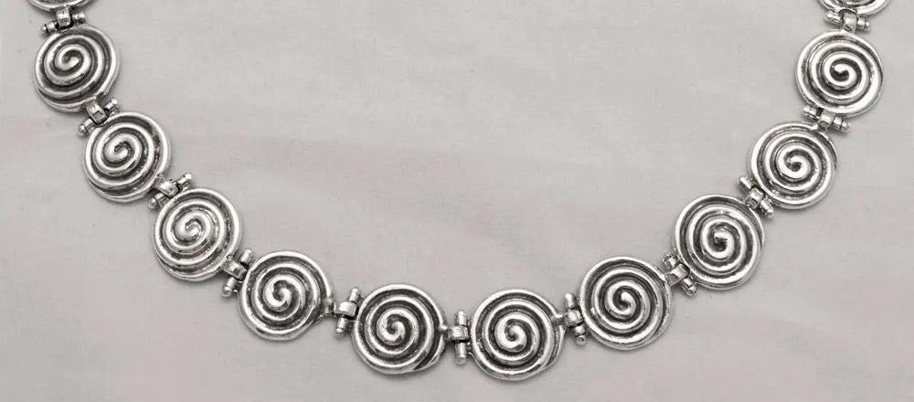 Sterling Silver Greek Spiral Necklace, Infinity Motif Jewelry (PE-04)