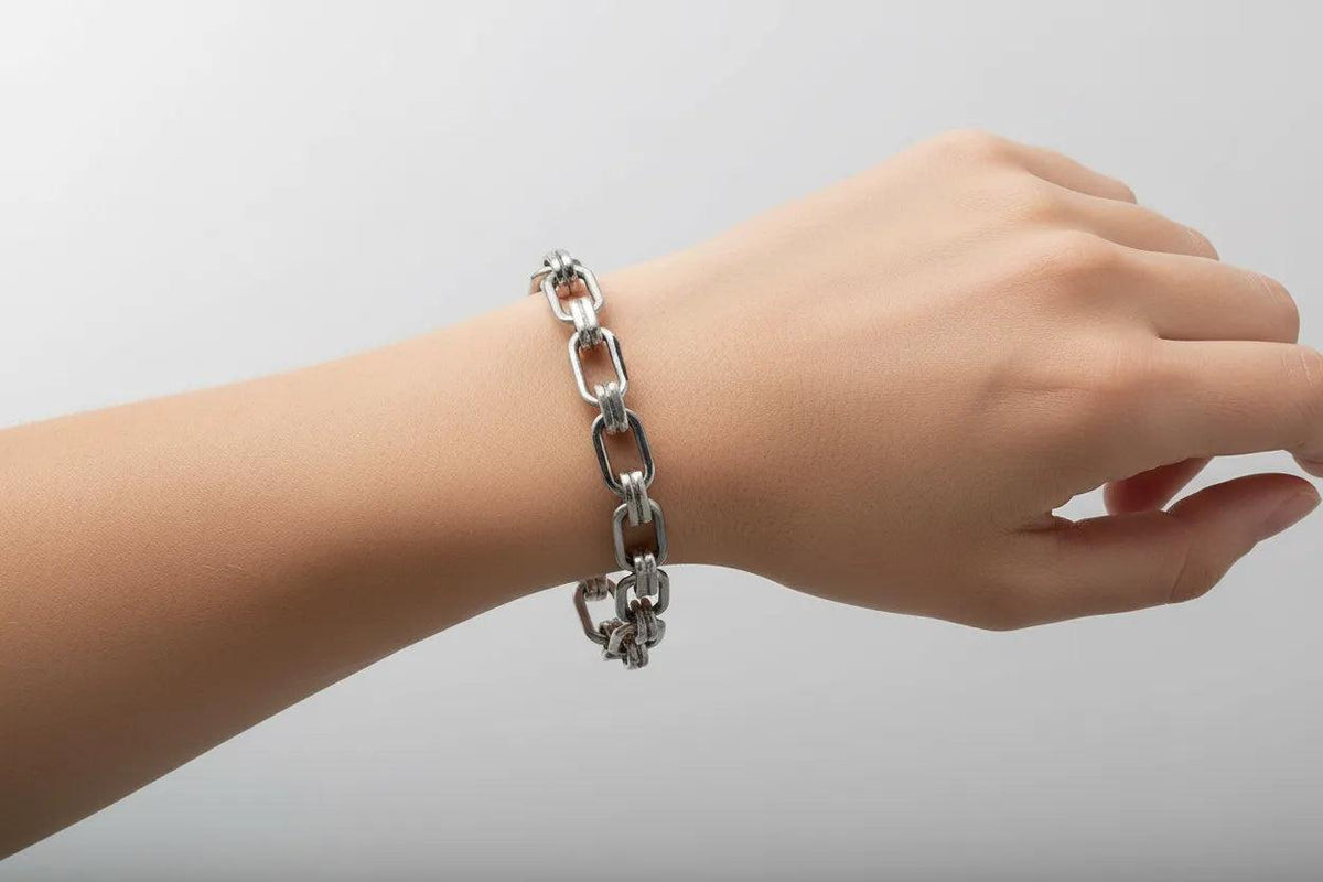 Sterling Silver Handmade Greek Chain Bracelet (B-131)