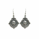 Sterling Silver Helios Sun God Coin Earrings, Ancient Greek Inspired Jewelry (AG-07)
