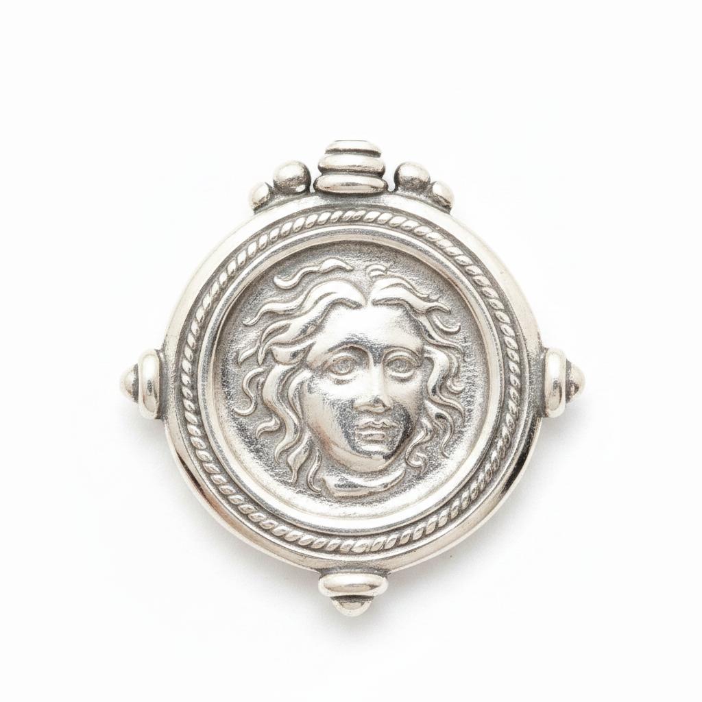 Sterling Silver Helios Sun God Coin Pendant, Ancient Greek Inspired Jewelry (PE-90)