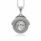 Sterling Silver Helios Sun God Coin Pendant, Ancient Greek Inspired Jewelry (PE-98)