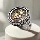 Sterling Silver Helios Sun God Coin Ring, Ancient Greek Inspired Jewelry (DT-104)