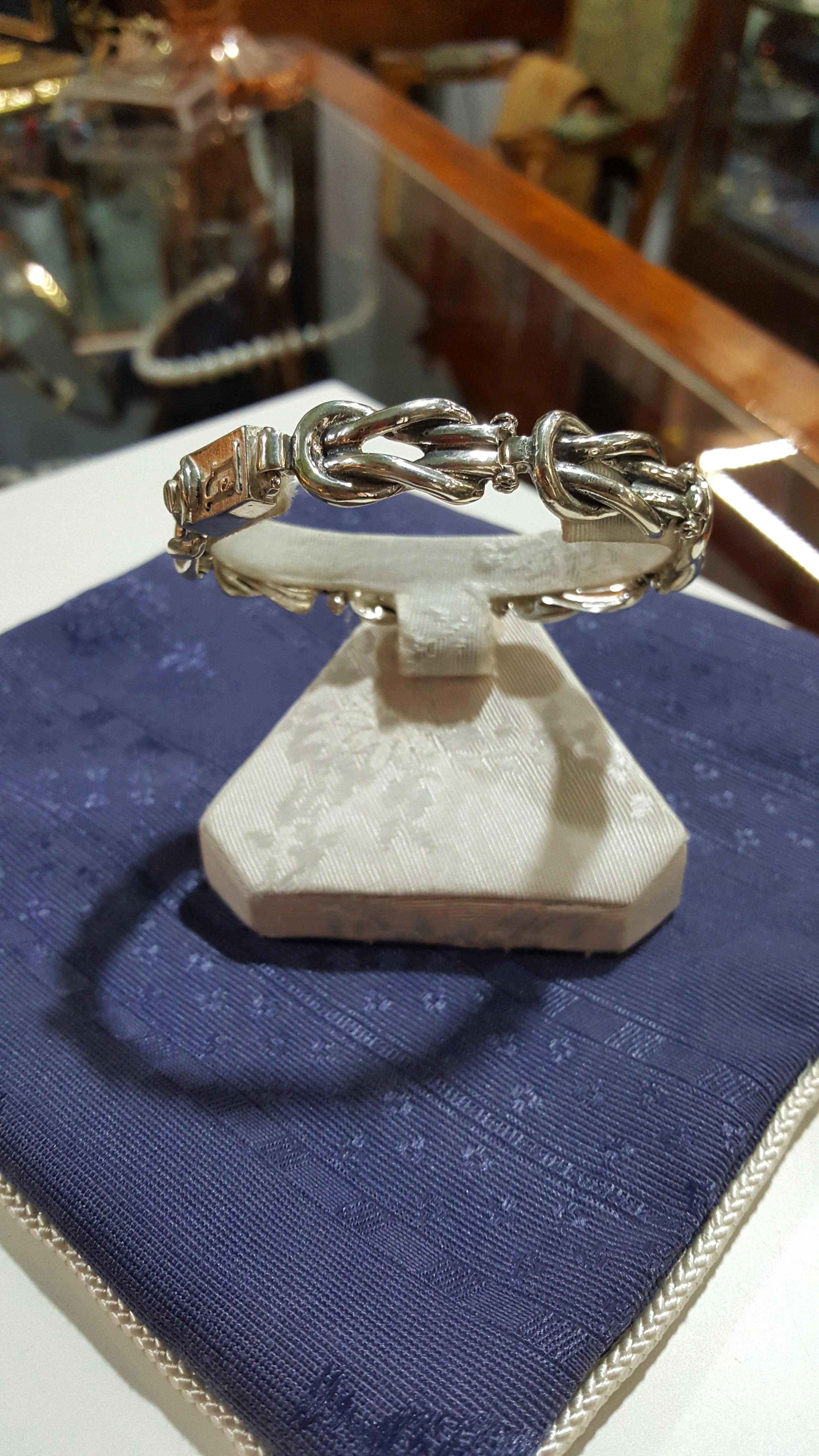 Sterling Silver Hercules Knot Bracelet, Greek Handmade Love Symbol Jewelry (B-110)