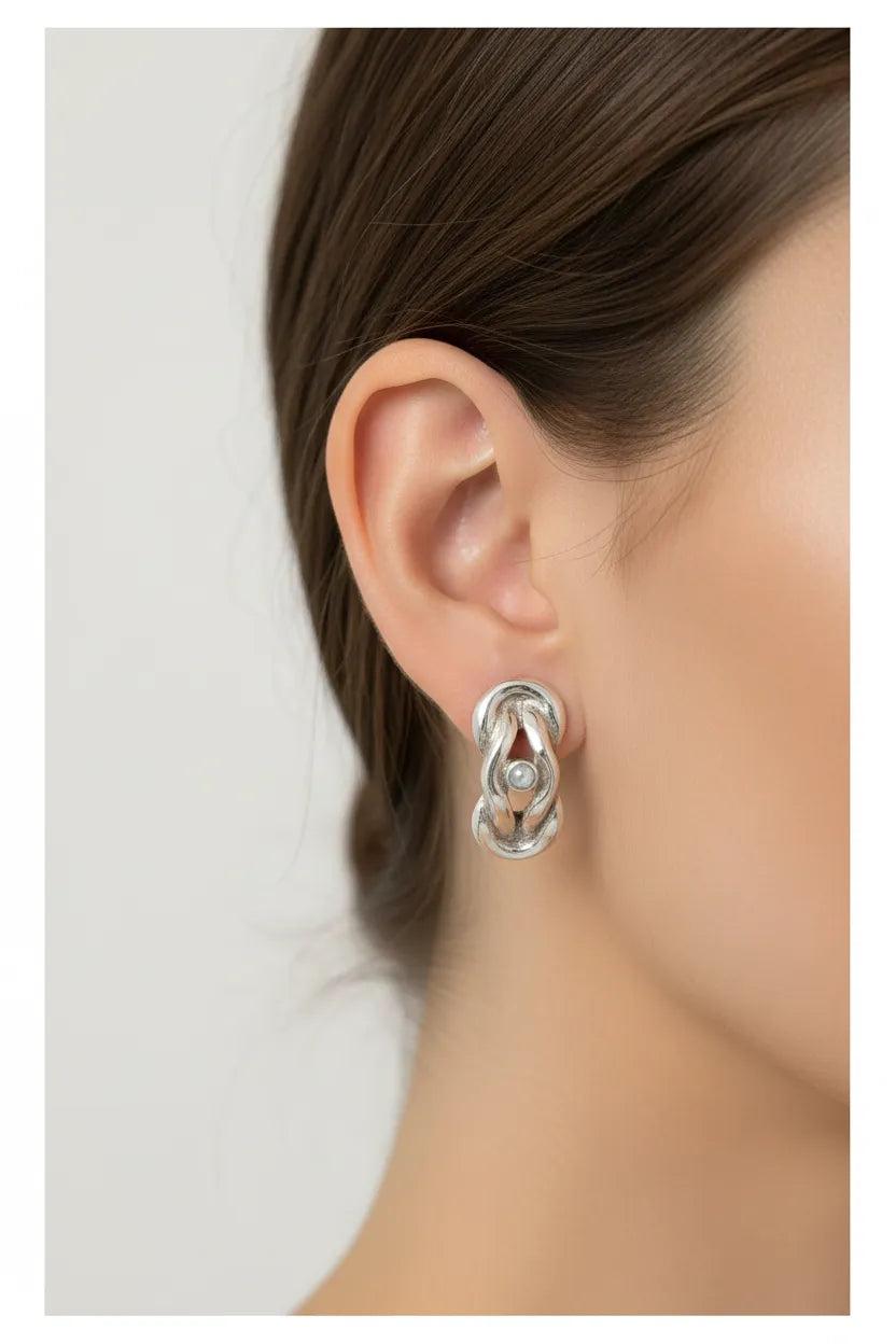 Sterling Silver Knot Earrings, Love Earrings (AG-04)