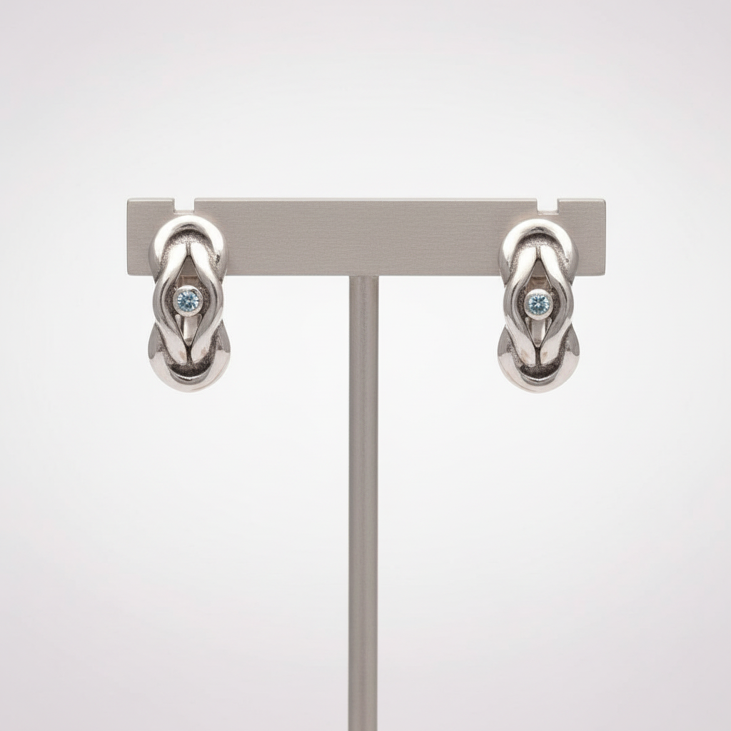 Sterling Silver Knot Earrings, Love Earrings (AG-04)