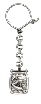 Sterling Silver Minoan Dolphins Keyring, Greek Handmade Keychain (MP-12)