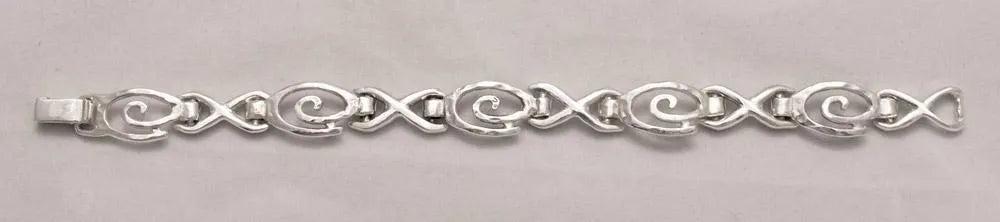 Sterling Silver Spiral Bracelet, Greek Infinity Motif, Handmade Jewelry (B-79)