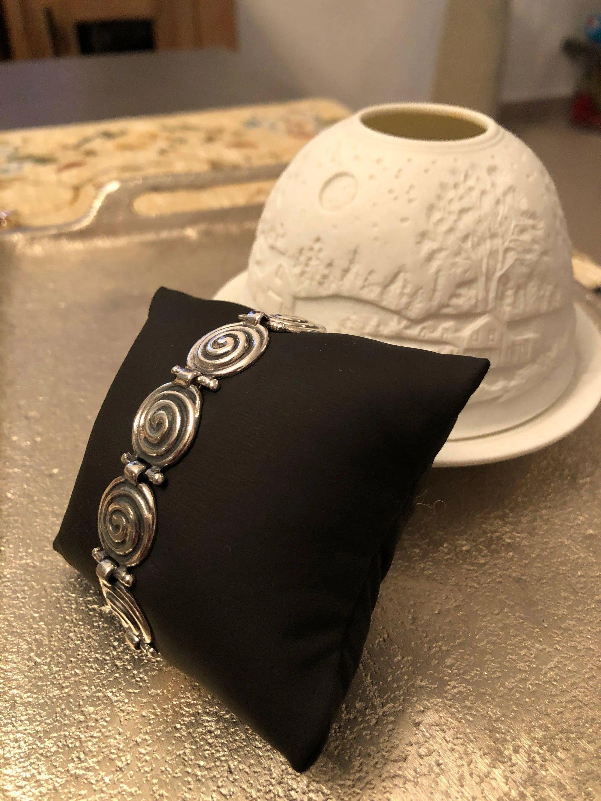 Sterling Silver Spiral Bracelet, Greek Infinity Motif, Handmade Jewelry (B-92)