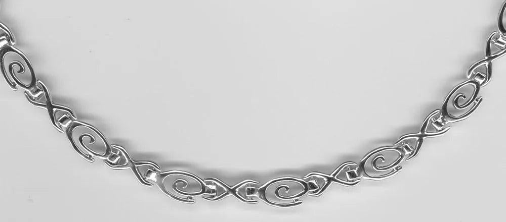 Sterling Silver Spiral Necklace, Greek Infinity Motif Jewelry (PE-07)