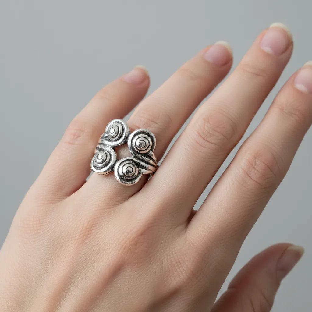 Sterling Silver Spiral Ring, Greek Infinity Motif Jewelry (DT-131)