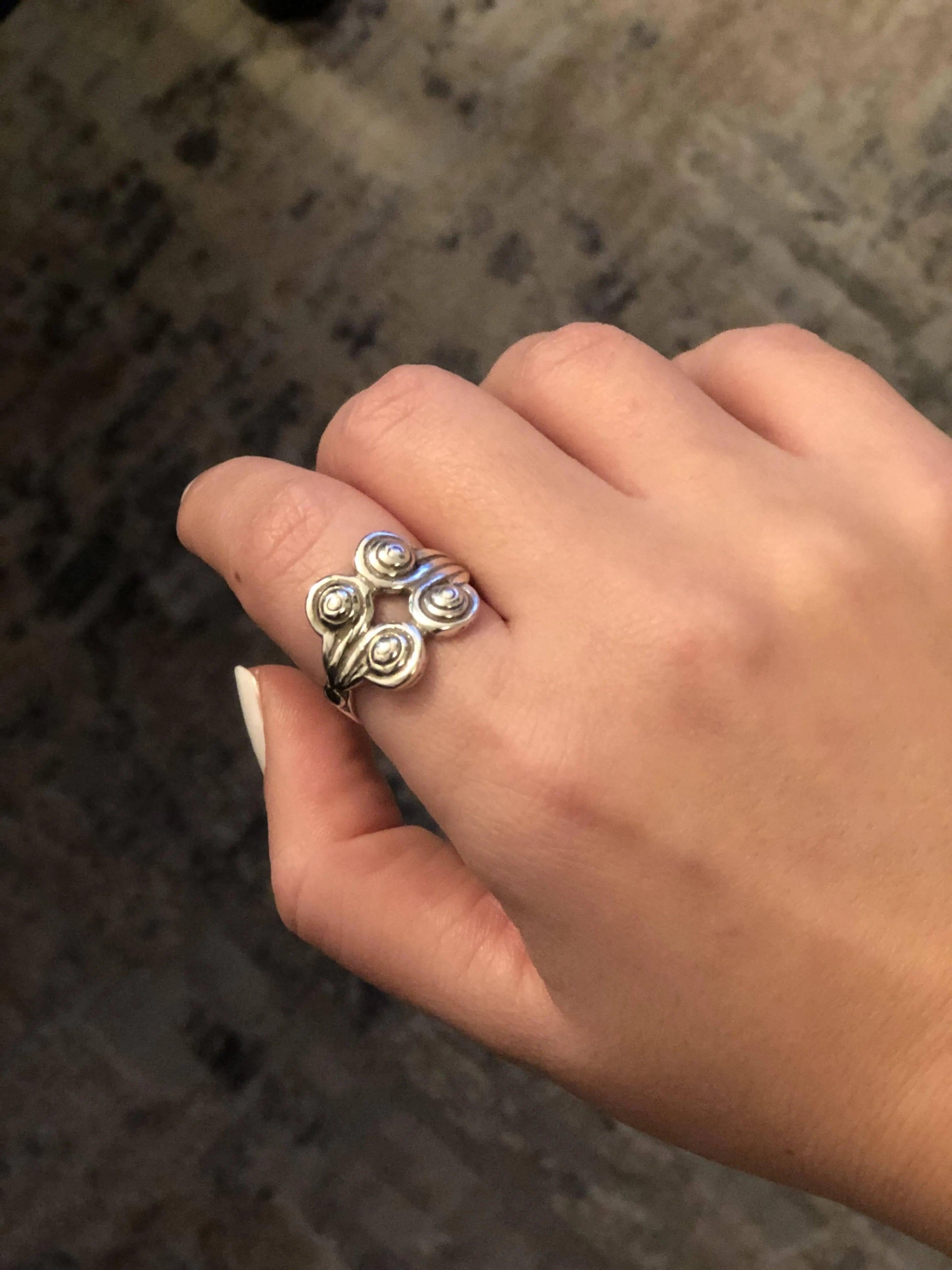 Sterling Silver Spiral Ring, Greek Infinity Motif Jewelry (DT-131)