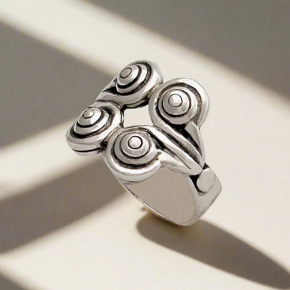 Sterling Silver Spiral Ring, Greek Infinity Motif Jewelry (DT-131)