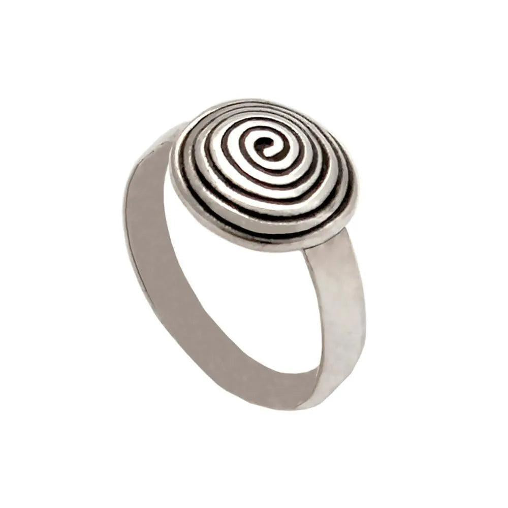 Sterling Silver Spiral Ring, Greek Infinity Motif Jewelry (DT-134)