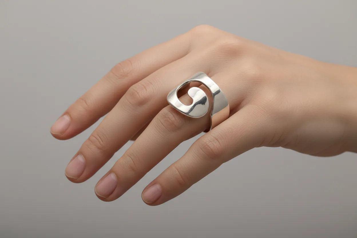 Sterling Silver Spiral Ring, Greek Infinity Motif Jewelry (DT-61)