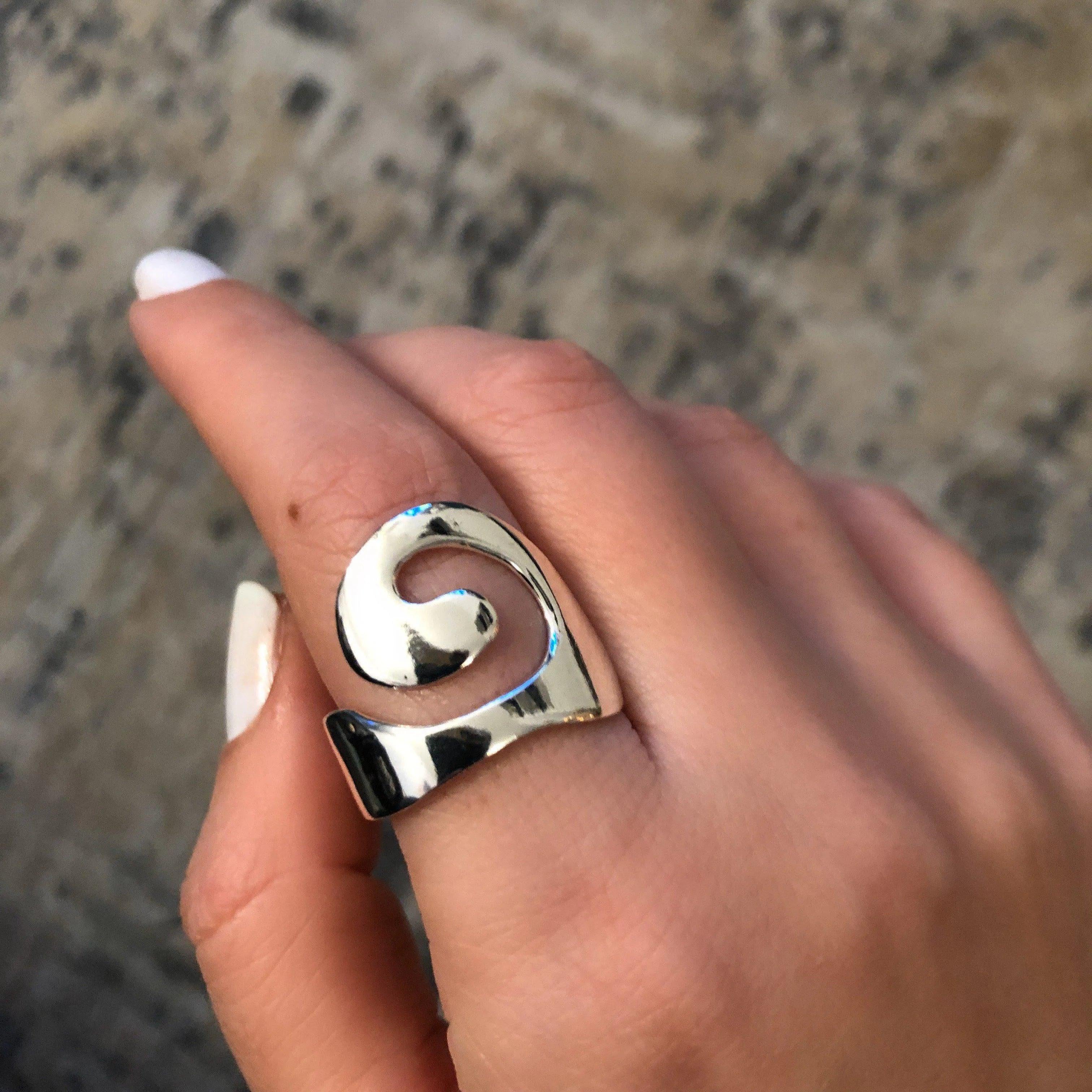 Sterling Silver Spiral Ring, Greek Infinity Motif Jewelry (DT-61)