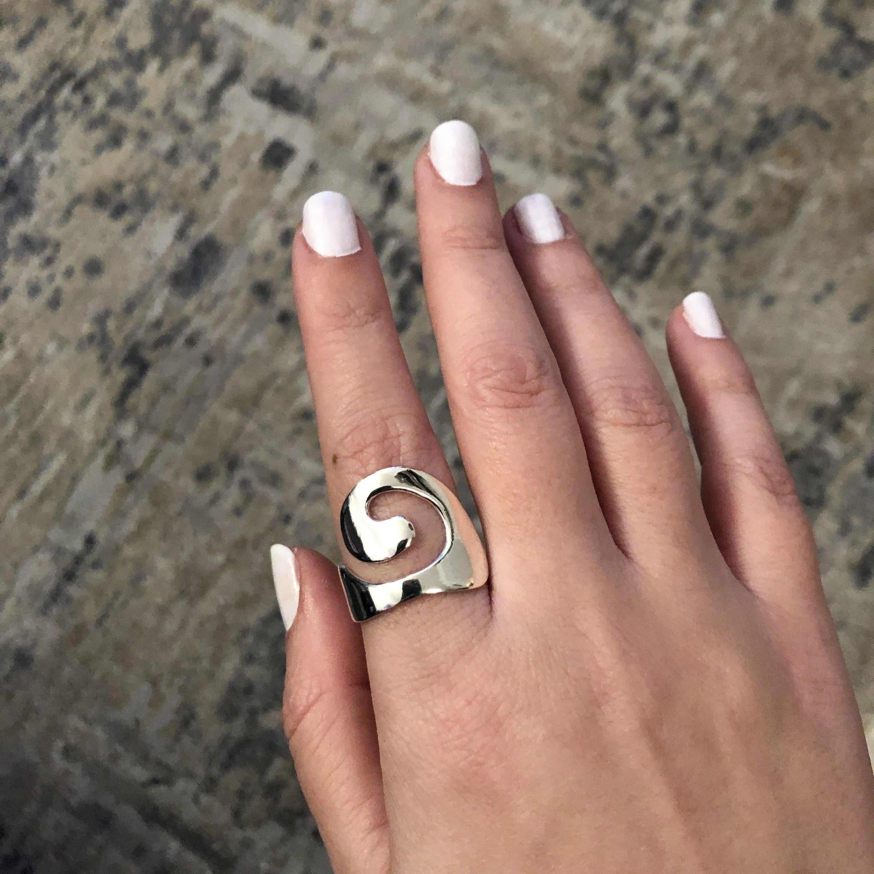 Sterling Silver Spiral Ring, Greek Infinity Motif Jewelry (DT-61)