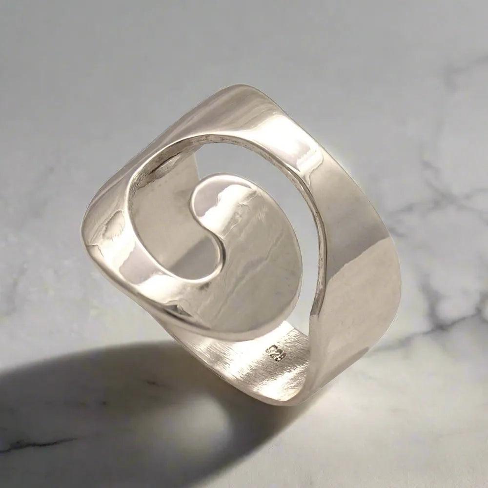 Sterling Silver Spiral Ring, Greek Infinity Motif Jewelry (DT-61)
