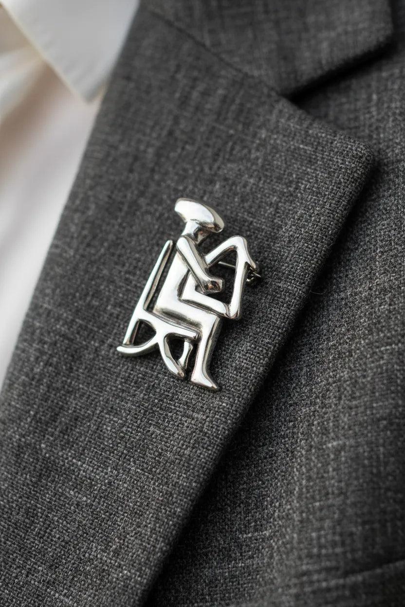 The Harp player from Keros brooch in sterling Silver, Cycladic brooch (K-51)