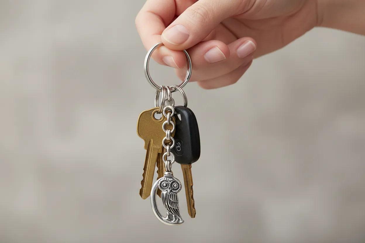 The Owl of Athena Greek Key ring in sterling silver (MP-09)