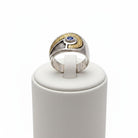 Three Line Rope Ring in Sterling Silver with a Blue Zircon and Gold 14k (DX-35)