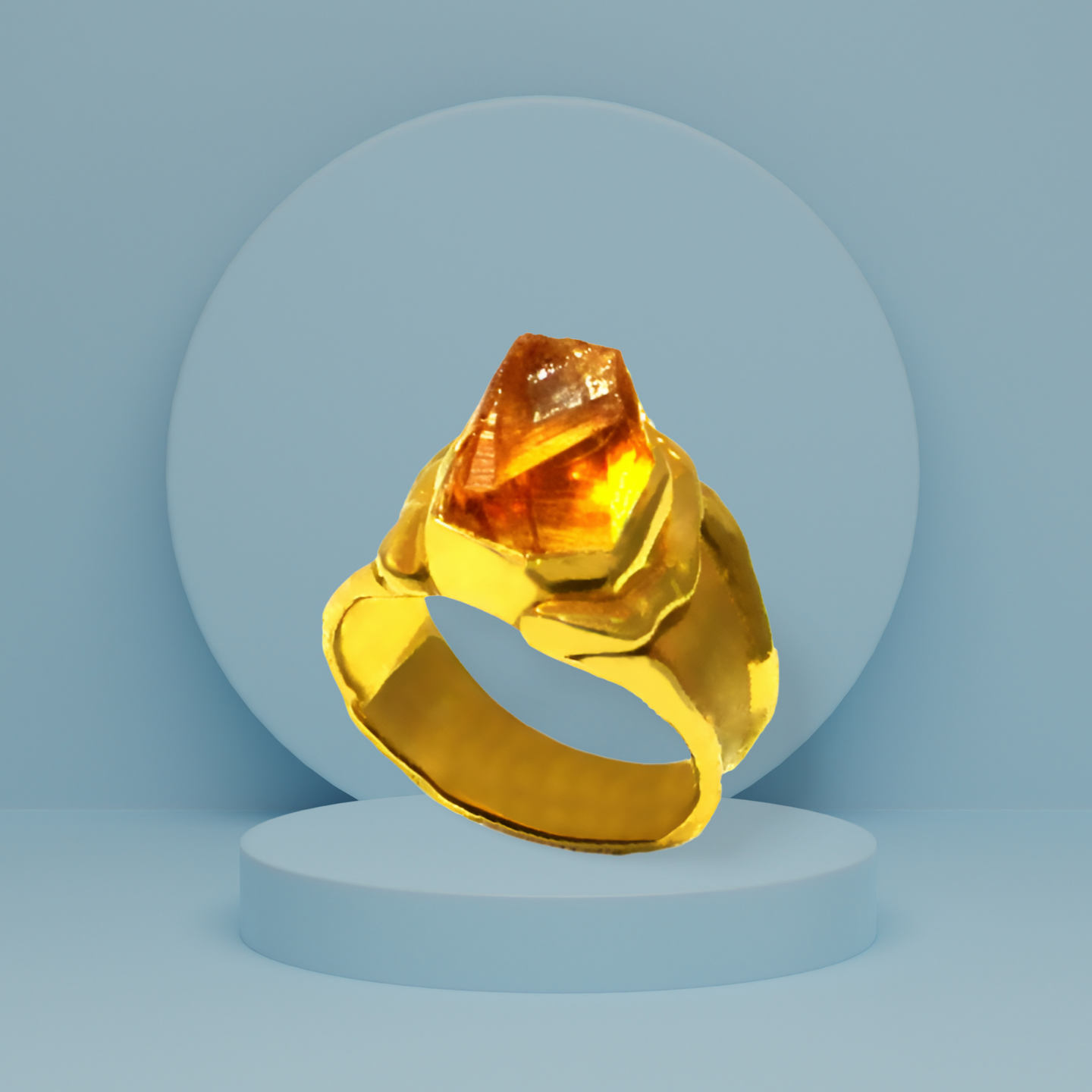 Ring in 18k Gold with a raw fire opal (B-48)