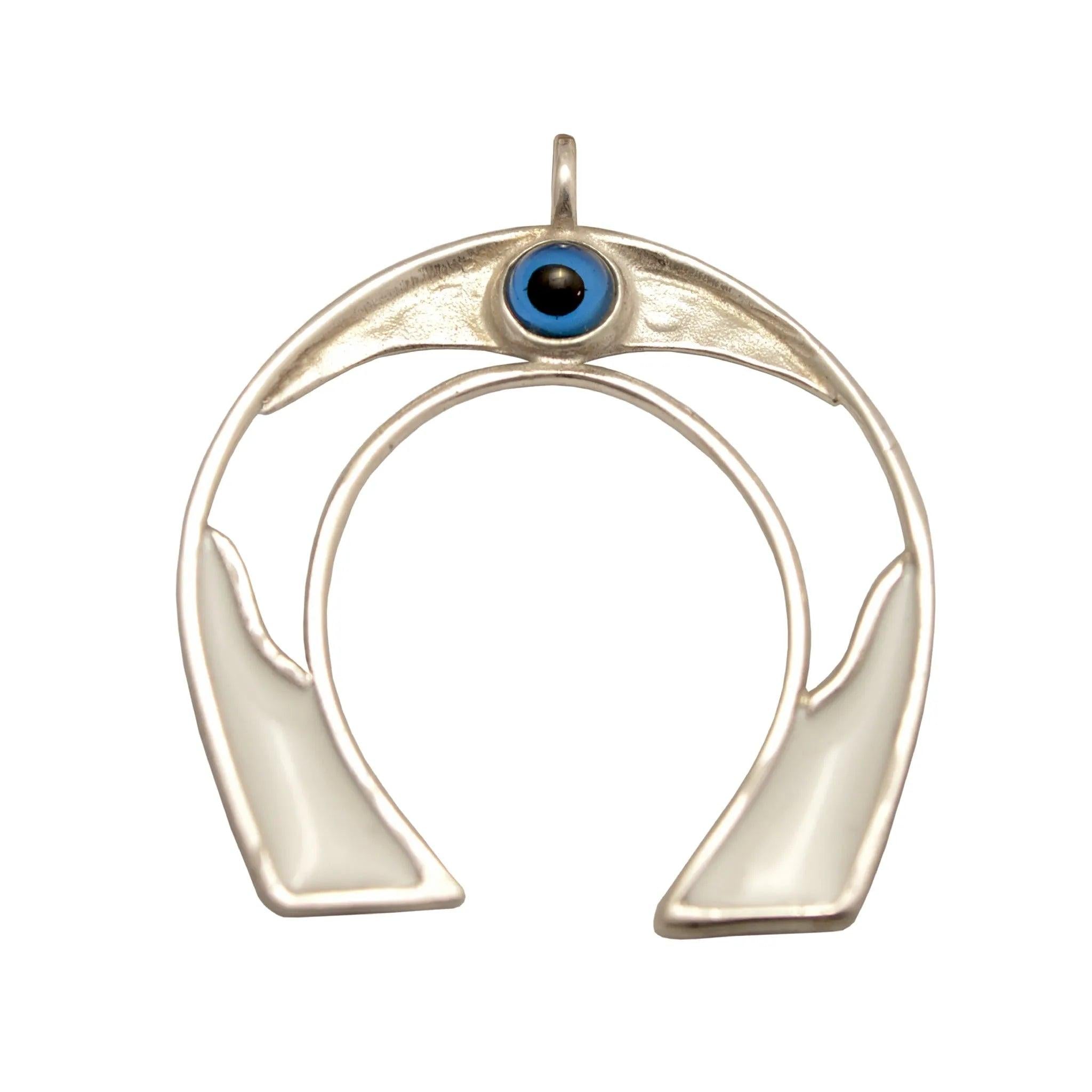 Evil Eye Charm on a tassel, House decoration, holiday decor, welcome gift, silver charm, Lucky petal Charm