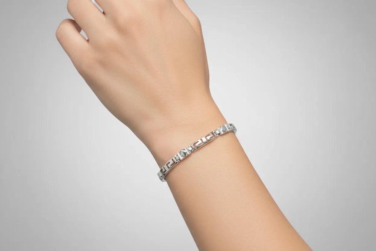 Greek Key Meander Bracelet in Sterling Silver (B-58)