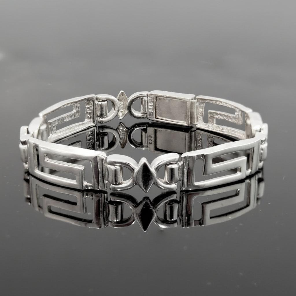 Greek Key Meander Bracelet in Sterling Silver (B-59)