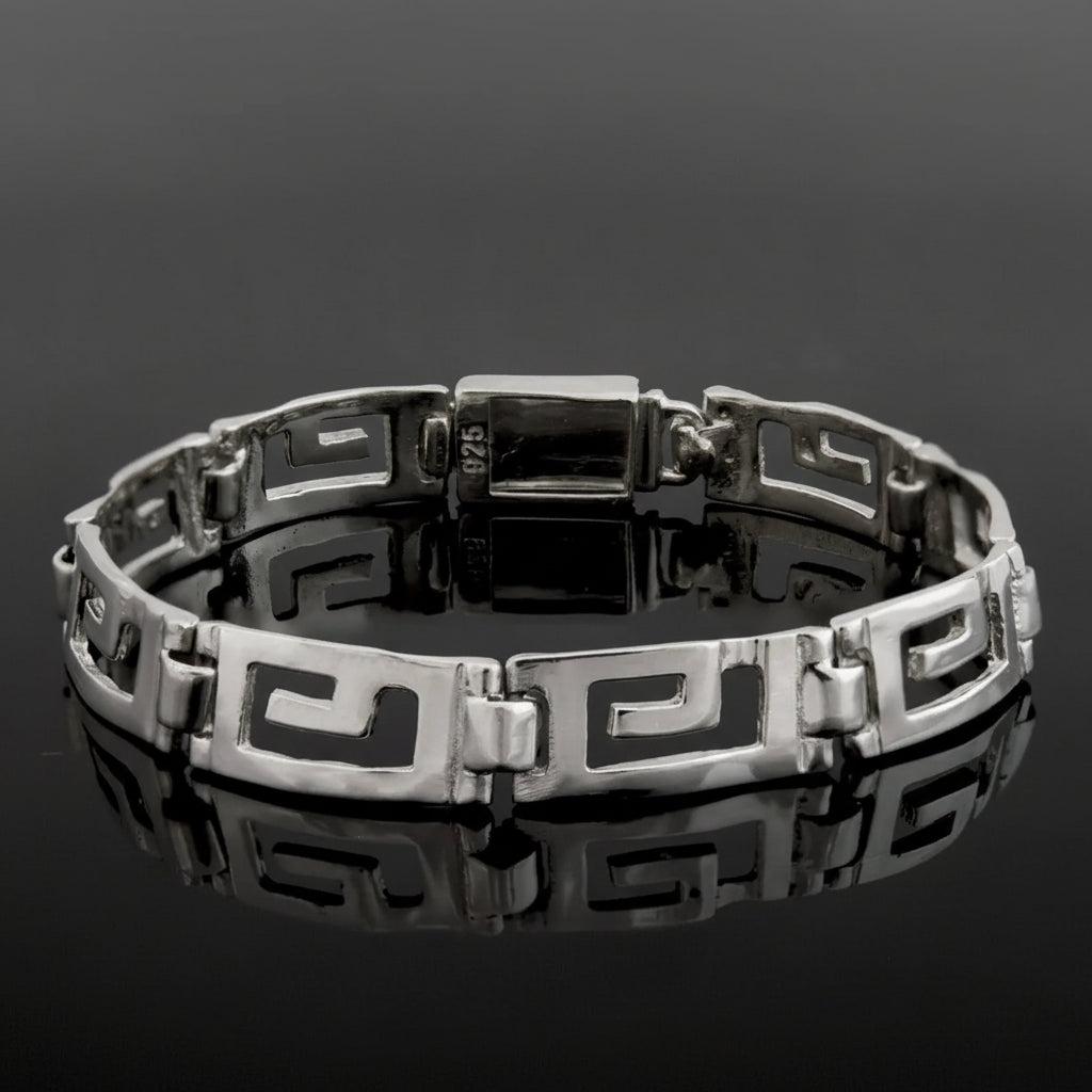 Greek Key Meander Bracelet in Sterling Silver (B-78)