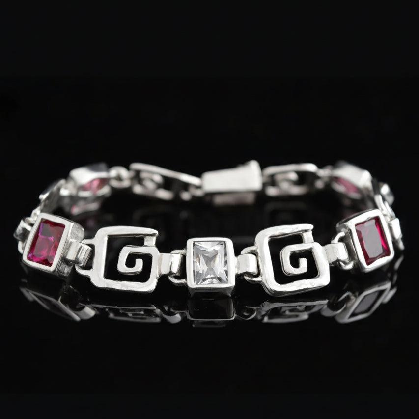 Greek Key Meander Bracelet in Sterling Silver (B-91)