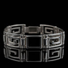 Greek Key Meander Bracelet in Sterling Silver with onyx (B-94)