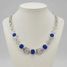 Greek Key Meander Necklace in Sterling Silver with lapis lazuli (PE-19)